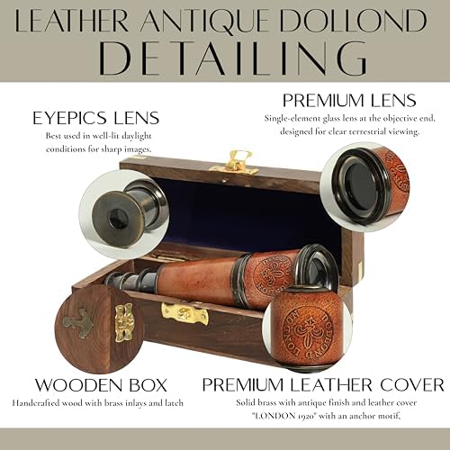 Vintage Brass Telescope with Leather Wrap by Dollond London
