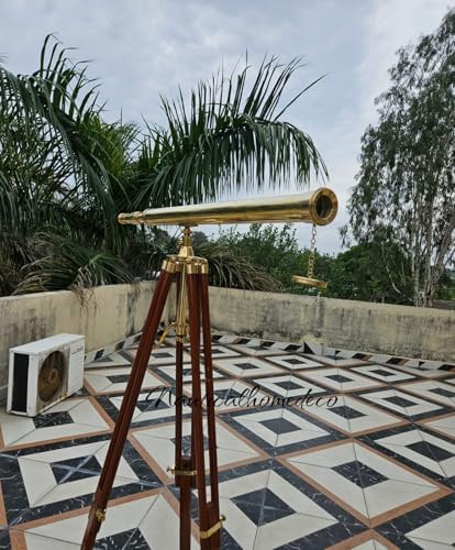 Nautical Home Decor Brass Telescope with Wooden Stand 1