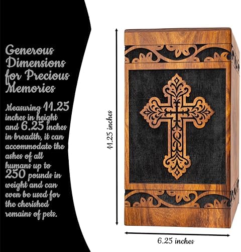 Handcrafted Wooden Urn with Celtic Cross Design