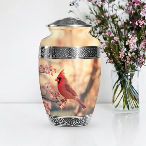 YATSKIA Orange Cardinal Bird Cremation Urn for Human Ashes