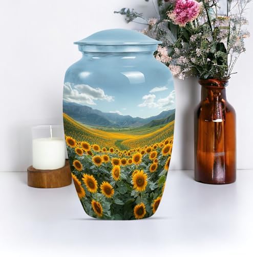 Sunflower Design Decorative Urn for Adult Male Ashes