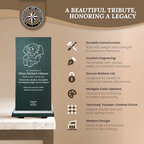 Amaranthine Urn Decorative Cremation Urn for Human Ashes - Customizable Text Color Base