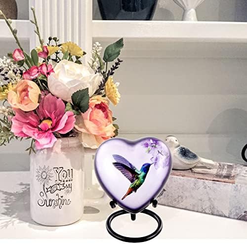 Hummingbird Heart Urn for Ashes Hand Painted Keepsake
