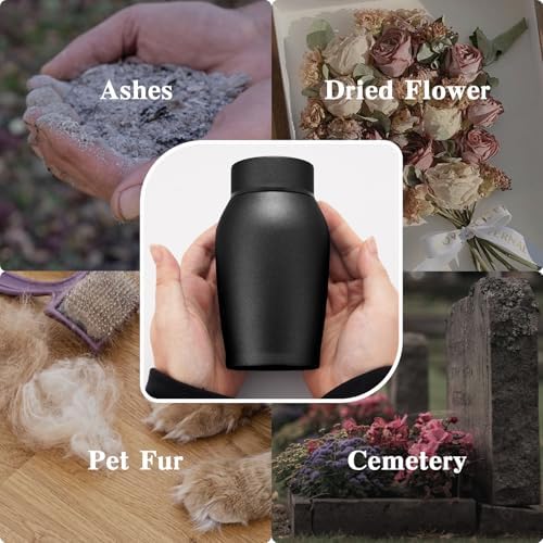 Photo Personalized Urns for Human Ashes Matte Black Mini Urn