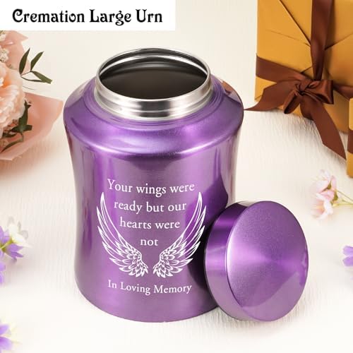 SOITIS Angel Wings Urn for Ashes - 827 Inch Purple Memorial Urn