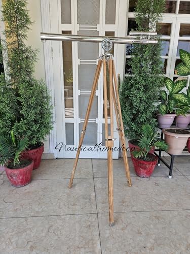 Nautical Home Decor Brass Telescope with Wooden Stand