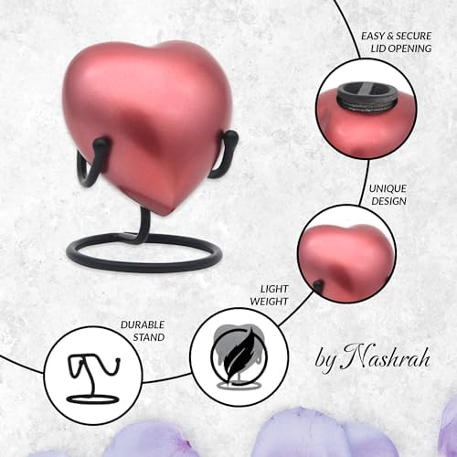 Heart Urn for Human Ashes Small Heart-Shaped Keepsake with Stand
