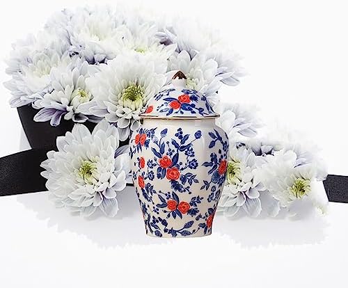Red Rose Small Urn for Ashes - 8 Inch Ceramic Keepsake
