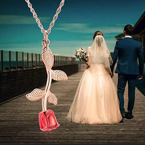 Rose Urn Necklace Cremation Jewelry for Ashes for Women Girls
