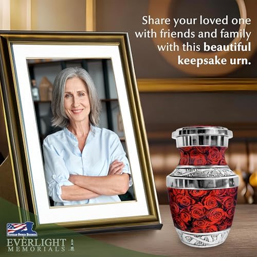 Crimson Rose Urn for Ashes - Small Memorial Urn for Women