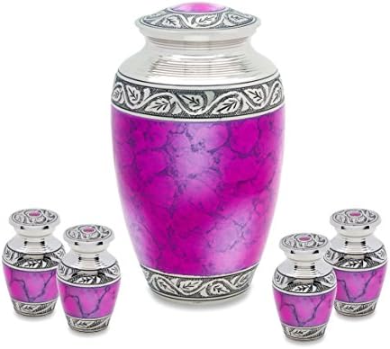 Grecian Pink Decorative Urns with Four Tokens