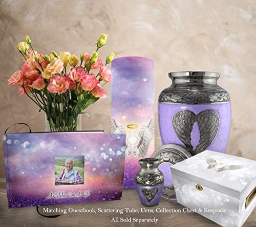 Purple Angel Cremation Urn for Women - Elegant Handmade Keepsake