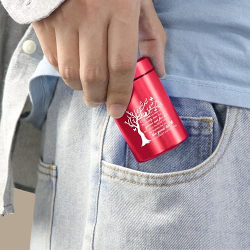 Red Mini Urns for Human Ashes Keepsake Tree of Life Urn Necklace for Women Men