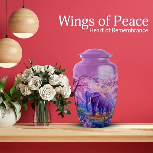 YATHSHA Elephant Urns Set of 5 for Human Ashes - Purple White Decorative Urns for Men Women