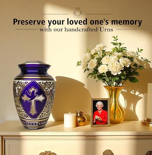 Gold Transcendent Cross Cremation Urn for Adult 10 Inches Tall