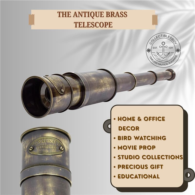 Brass Nautical Telescope 16 Inch Vintage Spyglass with 15x Magnification
