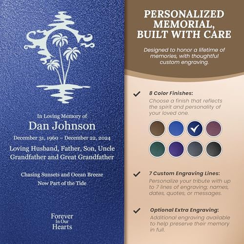 Amaranthine Urn Decorative Cremation Urn for Human Ashes - Customizable Text Color and Base