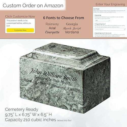 Custom Engraved Mackenzie Urn Vault - 3 Lines of Engraving Included Cashmere Gray Color
