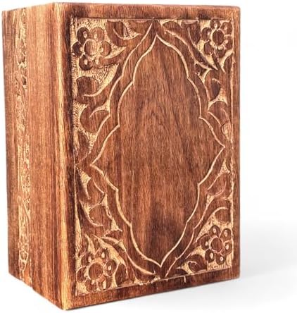 WoodGraphs Svaavs Handcrafted Engraved Wooden Urn Box Small Size