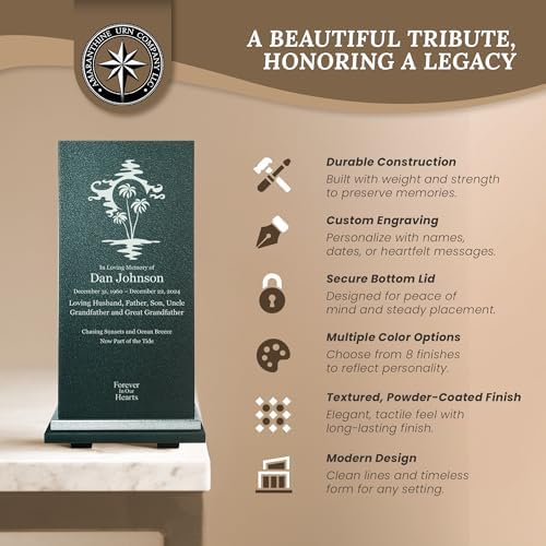 Amaranthine Urn Decorative Cremation Urn for Human Ashes - Customizable Text Color and Base
