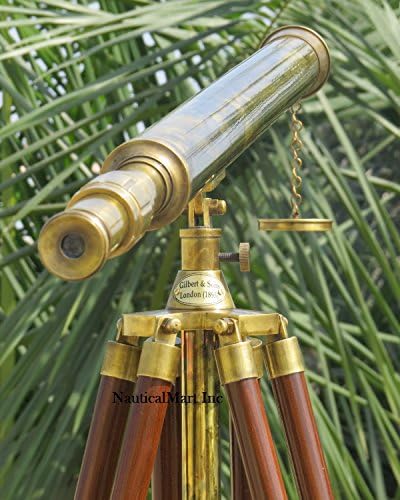 40 Inch Brass Floor Standing Telescope with Wooden Stand