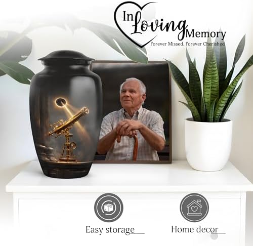 Telescope Memorial Urns for Human Ashes - Large Black 10 Inch Urn