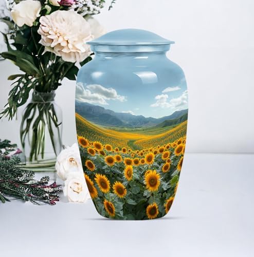 Sunflower Design Decorative Urn for Adult Male Ashes