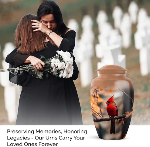 Elegant Memorial Urn for Ashes Beige 10 Inch