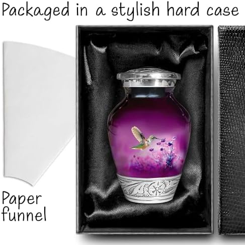 Purple Hummingbird Keepsake Urn for Adult Ashes