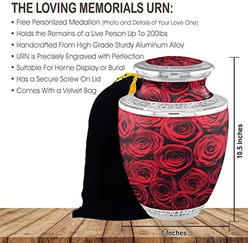Elegant Rose Cremation Urns for Adult Ashes - Handcrafted with Velvet Bag