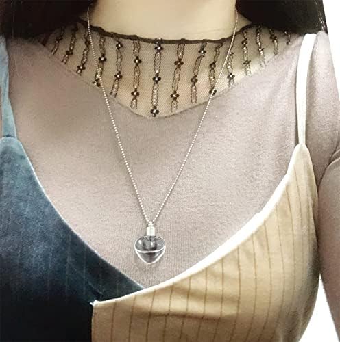 2pcs Heart Shaped Urn Necklace for Ashes Perfume Crystal Memorial Keepsake Pendant