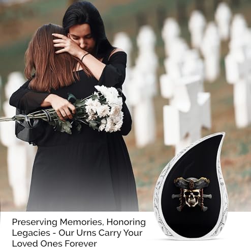 Pirate Skull Black Urn for Human Ashes 3 Inch