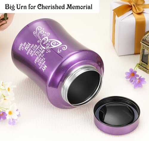 SOITIS Purple Butterfly Stainless Steel Cremation Urn - 827 Inch Memorial Keepsake