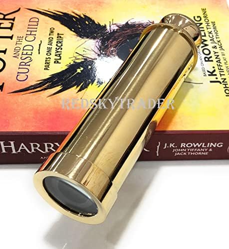 RedskyTrader Brass 9 Inch Handheld Telescope Nautical Pirate Spy Glass