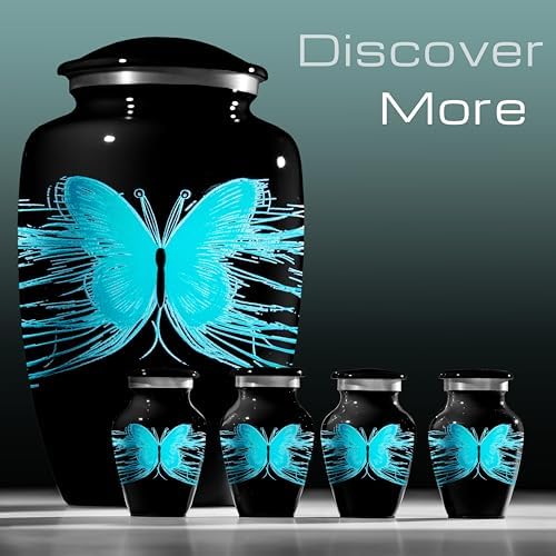 Butterfly Urns for Human Ashes - Large Black Cremation Urn Made in USA