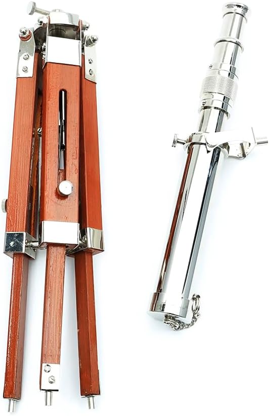 Vintage Brass Telescope with Tripod Stand for Home Decor and Nautical Use