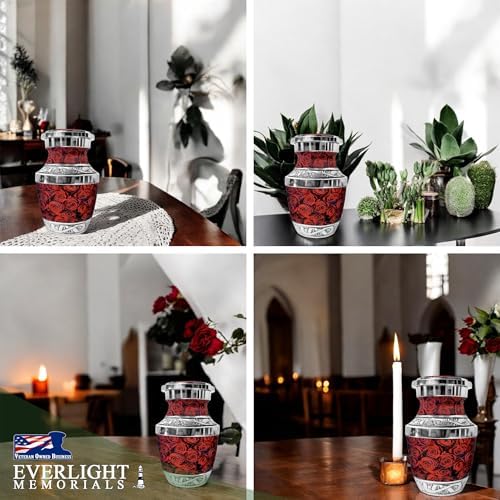 Crimson Rose Urn for Ashes - Small Memorial Urn for Women