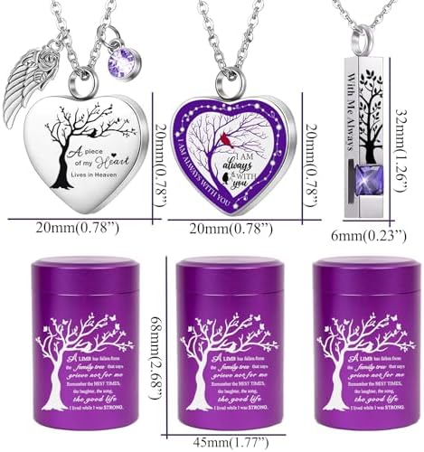 RIPFEVURN Mini Urns for Human Ashes Keepsake Set of 6 Purple