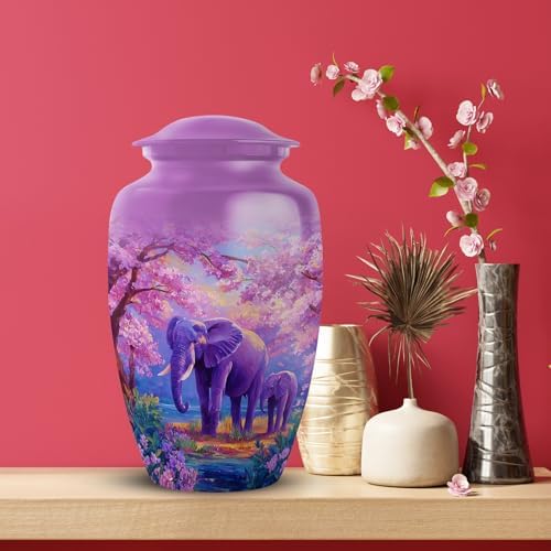 YATHSHA Elephant Urns Set of 5 for Human Ashes - Purple White Decorative Urns for Men Women