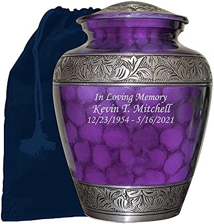 NWA Customized Purple Cremation Urn with Velvet Bag