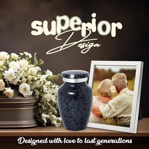 Marble Finish Cremation Urn Small Keepsake for Human or Pet Ashes Gray