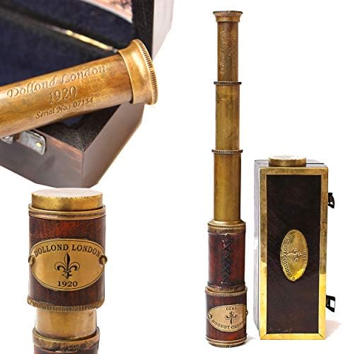 Vintage Brass Marine Telescope with Leather Handle