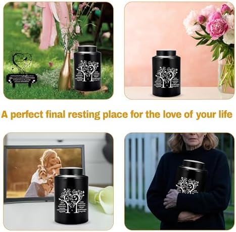 Tree of Love Medium Black Urn for Adult Ashes