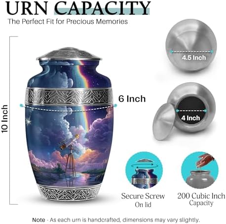 Telescope Urn for Human Ashes - 10 Inch Large Velvet Bag Urn