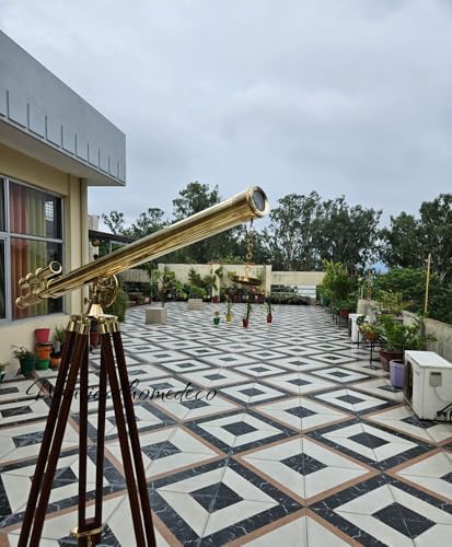 Nautical Home Decor Brass Telescope with Adjustable Wooden Stand