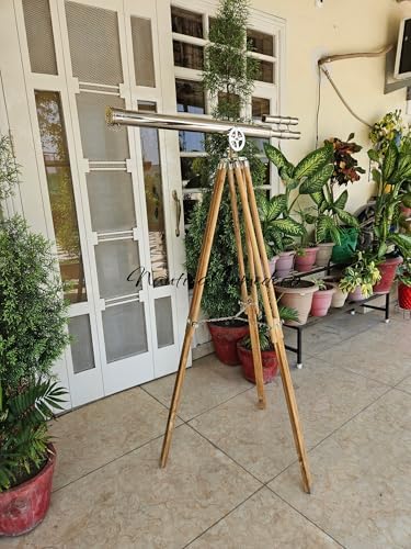 Nautical Home Decor Brass Telescope with Wooden Stand
