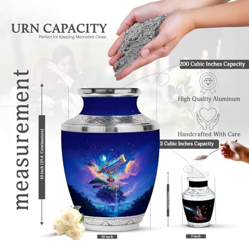 Telescope Urn for Ashes - 10 Inch Blue Cremation Urn