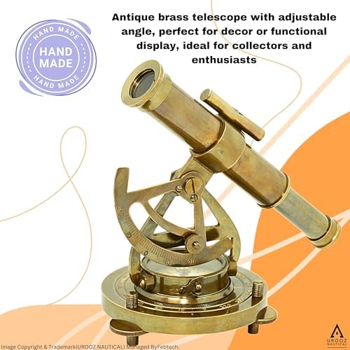 Antique Brass Alidade Compass with Telescope Decor