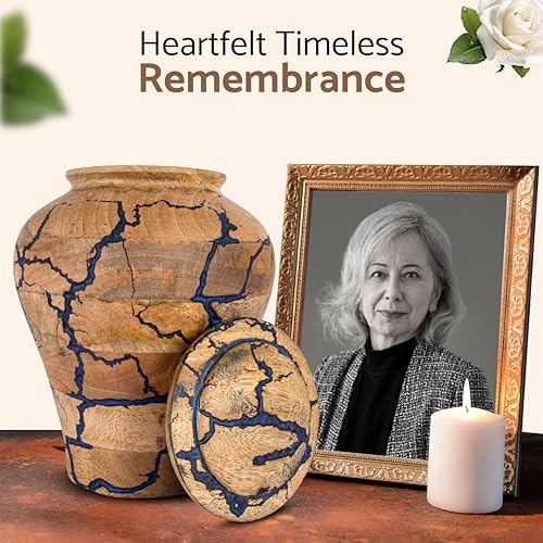 METLUMBER Cremation Urn for Human Ashes Large Wooden Hand Crafted Memorial Casket