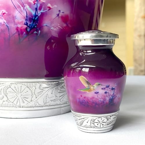 Purple Hummingbird Keepsake Urn for Adult Ashes